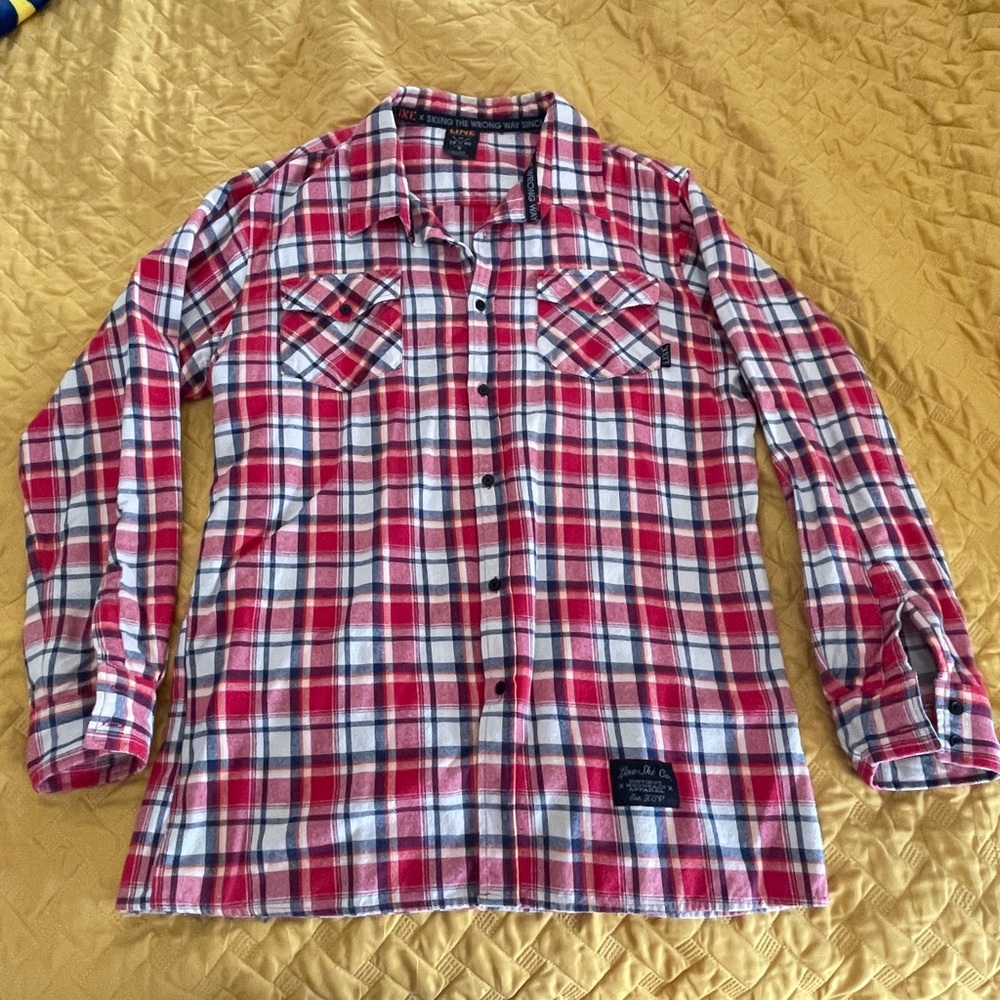 Line Skis Red and White Plaid Flannel